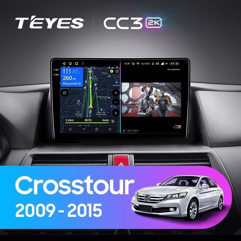 Штатная магнитола Teyes CC3 2K 360 6/128 Honda Crosstour 1 TF (2009-2015)
