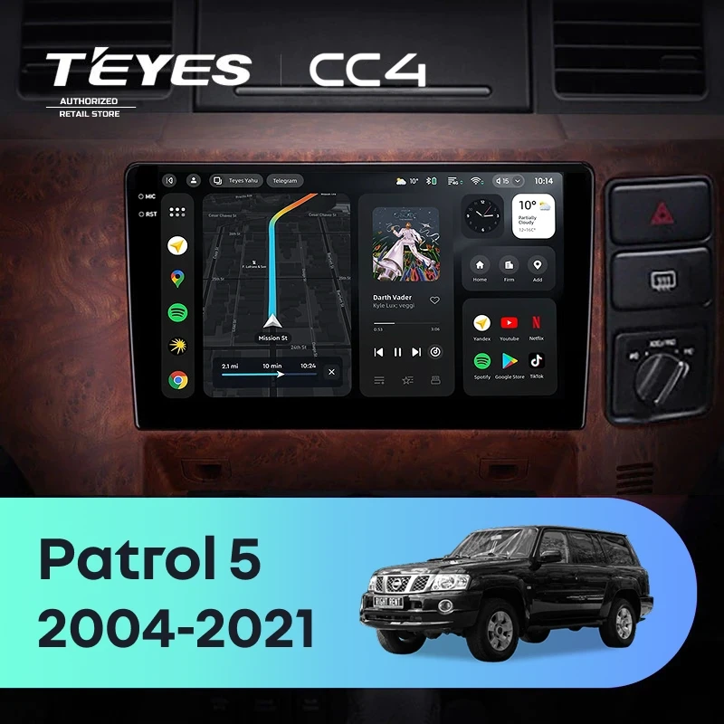 Штатная магнитола Teyes CC4 6/64 Nissan Patrol V 5 Y61 (2004-2021) F3 Правый руль