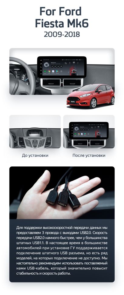 Штатная магнитола Teyes LUX ONE 4/32 Ford Fiesta Mk 6 (2013-2018) Тип-B