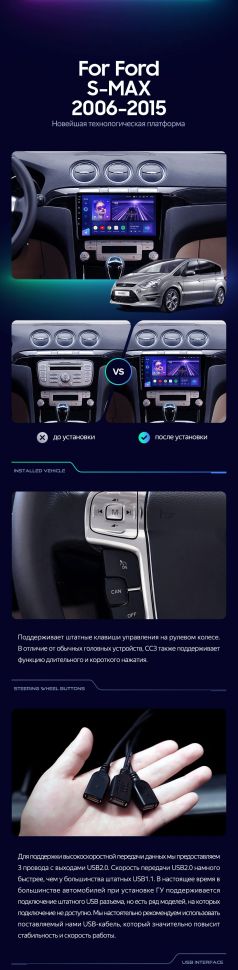 Штатная магнитола Teyes CC3 2K 4/64 Ford S-MAX 1 (2006-2015) F1