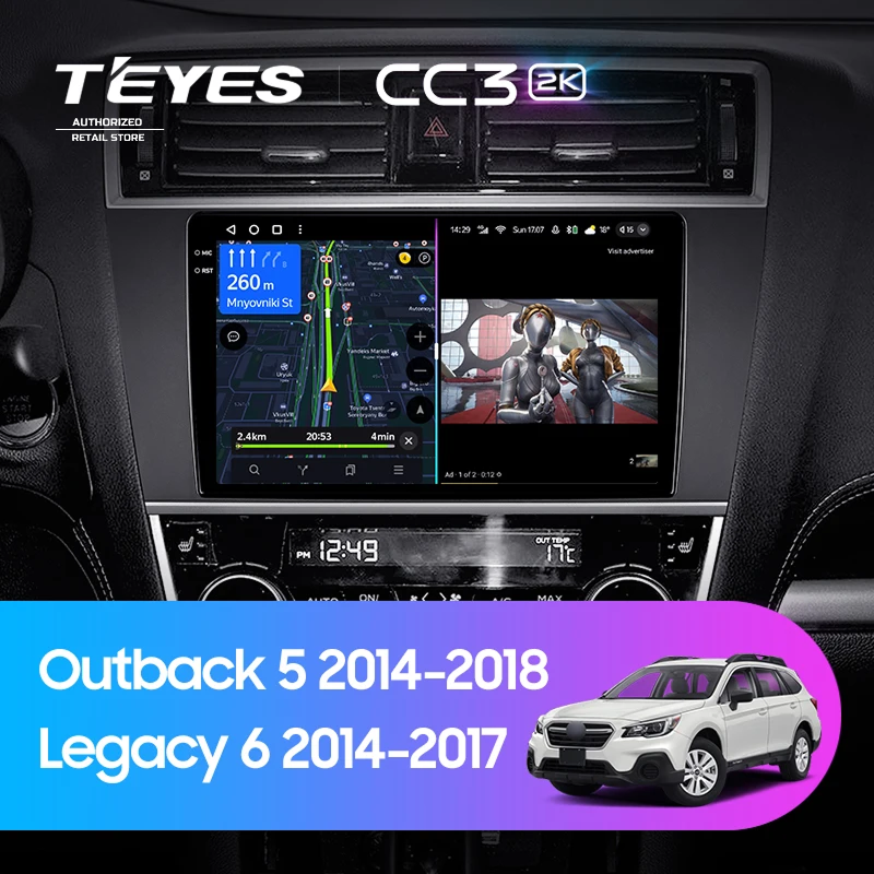 Штатная магнитола Teyes CC3 2K 360 6/128 Subaru Legacy 6 (2014-2017)