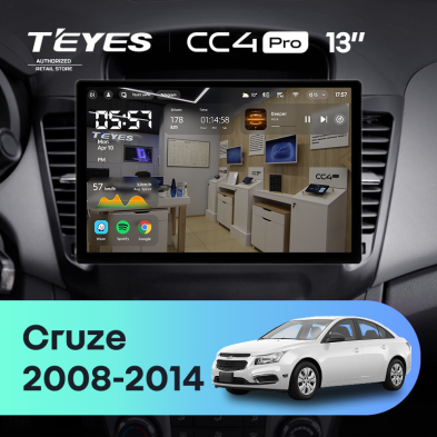 Штатная магнитола Teyes CC4 Pro 8/128 Chevrolet Cruze J300 (2008-2014) (13")