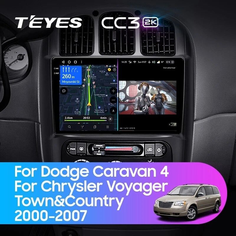 Штатная магнитола Teyes CC3 2K 6/128 Chrysler Voyager (2000-2007) Тип-A