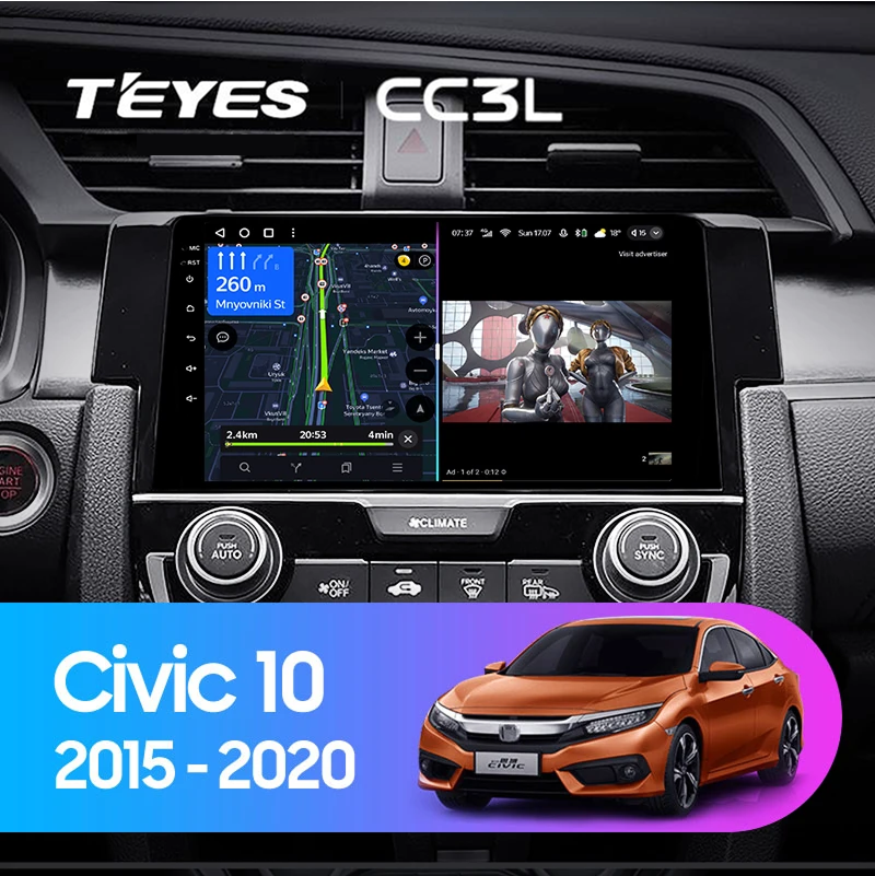 Штатная магнитола Teyes CC3L 4/32 Honda Civic 10 FC FK (2015-2020)