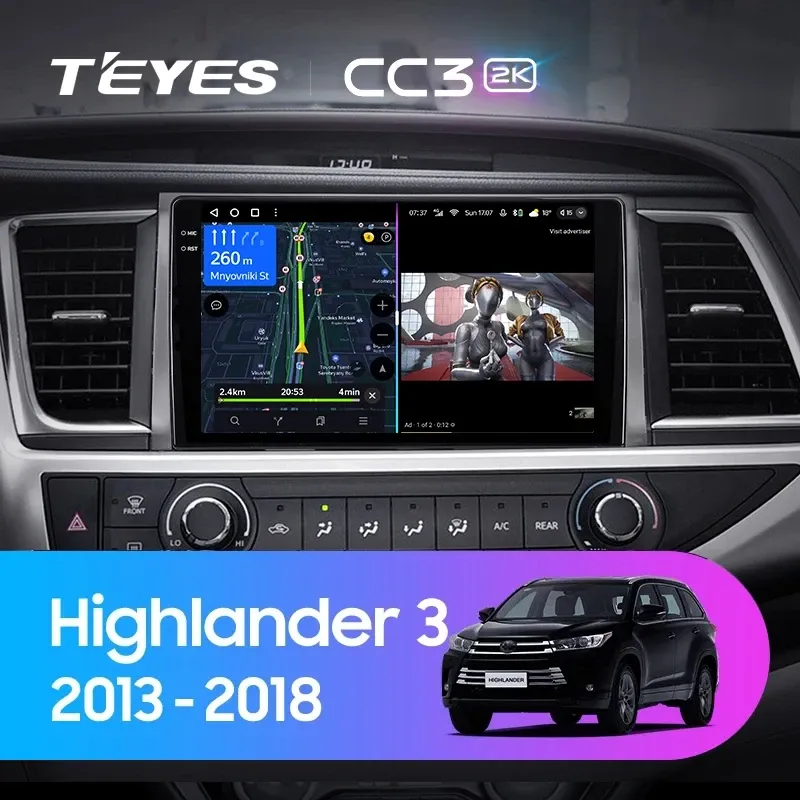 Штатная магнитола Teyes CC3 2K 4/32 Toyota Highlander 3 XU50 (2013-2018)
