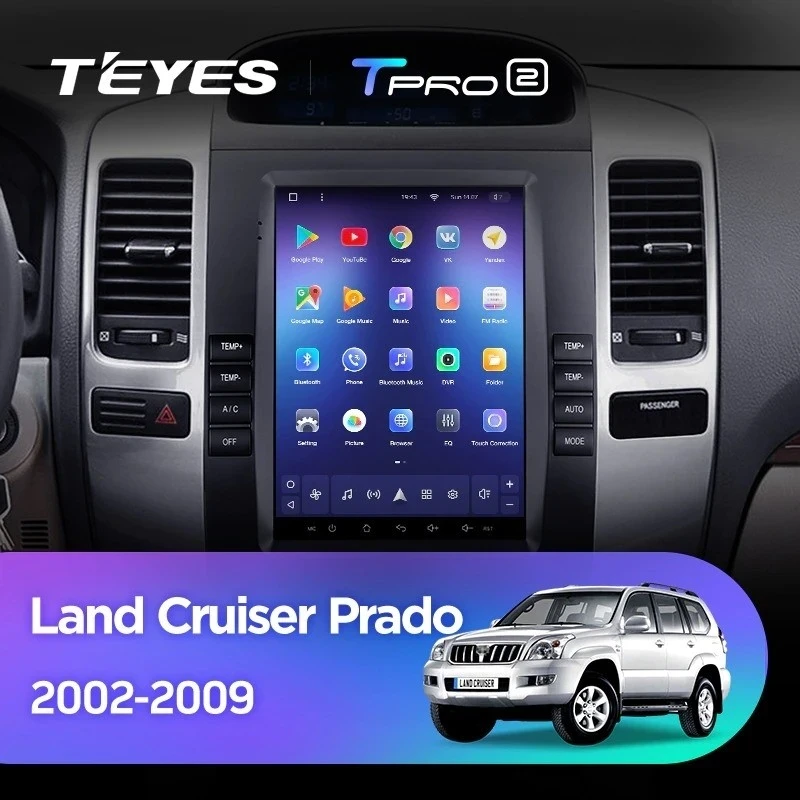 Штатная магнитола Tesla style Teyes TPRO 2 3/32 Toyota Land Cruiser Prado 120 (2002-2009) Тип-A